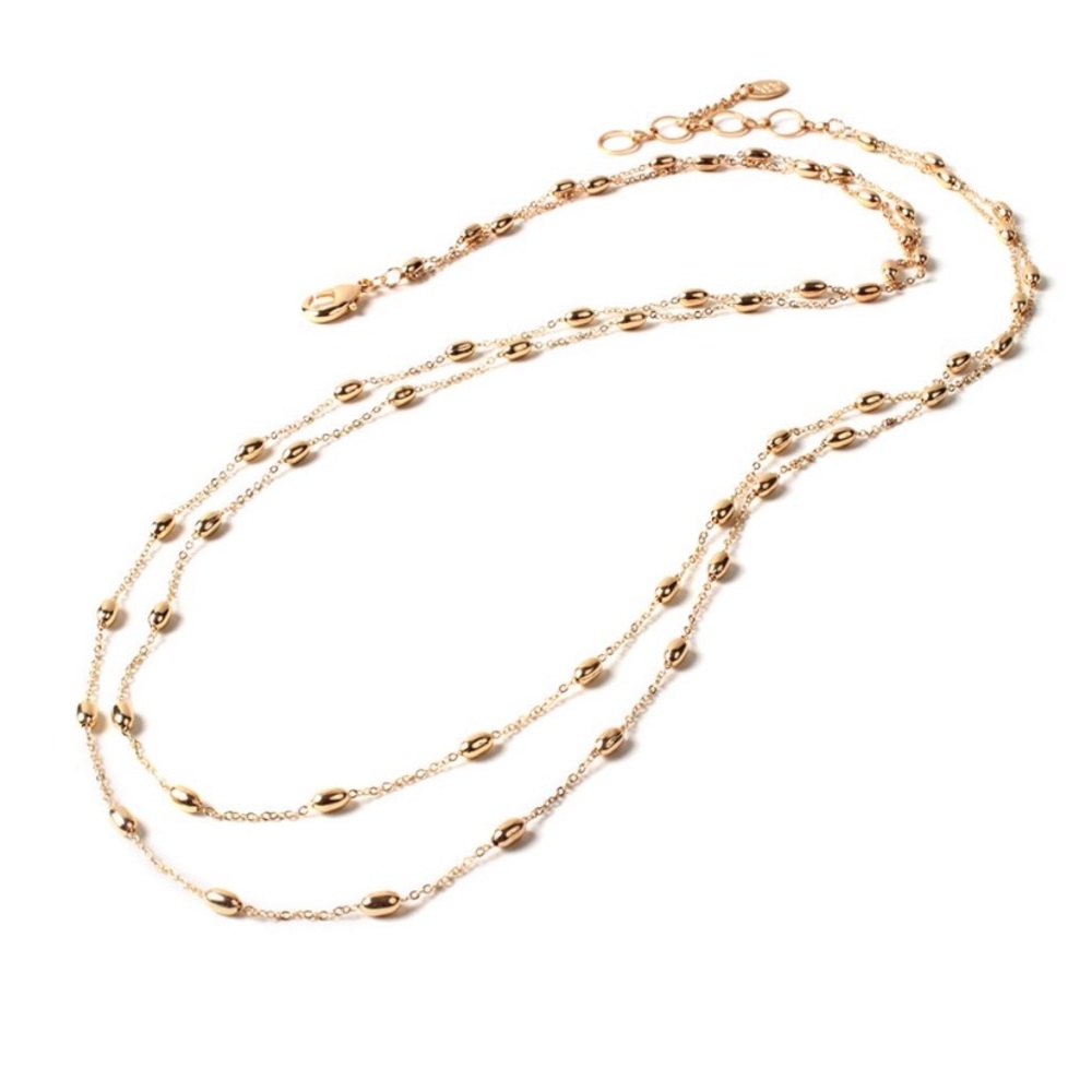 Double strand gold-tone brass necklace